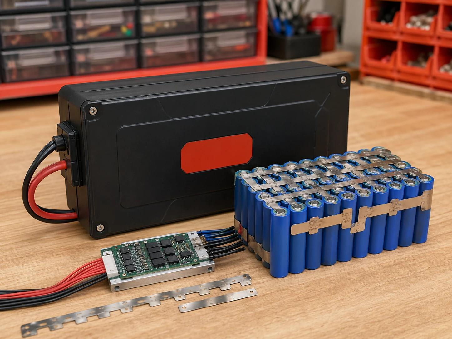 Bộ pin Lithium, cell xanh và mạch BMS cho nhu cầu xe điện gia đình.